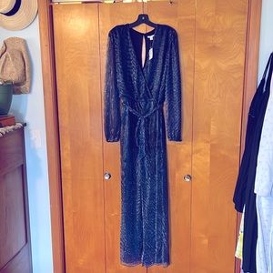 Blue shimmer long sleeve dressy dressy jumpsuit  XL